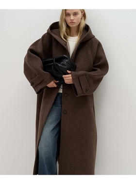 若若韩代正品直邮facade pattern25秋冬连帽毛呢外套大衣羊毛连帽