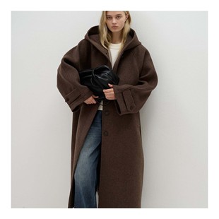 若若韩代正品直邮facade pattern25秋冬连帽毛呢外套大衣羊毛连帽