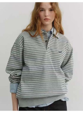 若若韩代正品直邮dunst26春款striped logo条纹polo卫衣上衣T恤