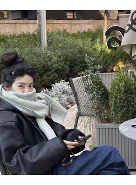 若若韩代正品直邮facade pattern章若楠同款纹理羊毛羊绒围巾围脖