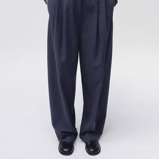 若若韩国正品代购直邮moia25秋冬宽松褶皱阔腿休闲裤女慵懒风直筒