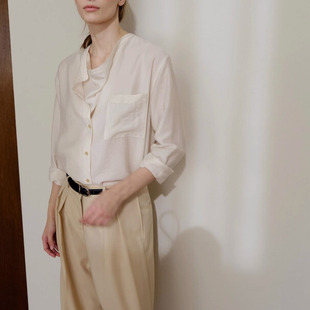 若若韩国正品代购直邮kindersalmon新款气质法式垂领拼接衬衫