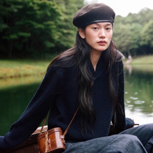 若若韩国正品代购直邮urbanic30秋冬纽扣翻领针织毛衣上衣打底女