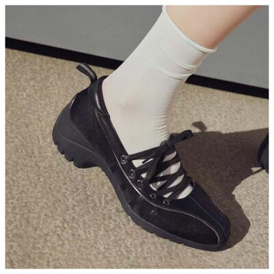 若若韩代正品直邮rockfish26新方头玛丽珍芭蕾鞋单鞋女绑带露脚面