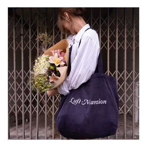 若若韩代正品直邮luftmansion粗纹理灯芯绒面料刺绣布包多色帆布