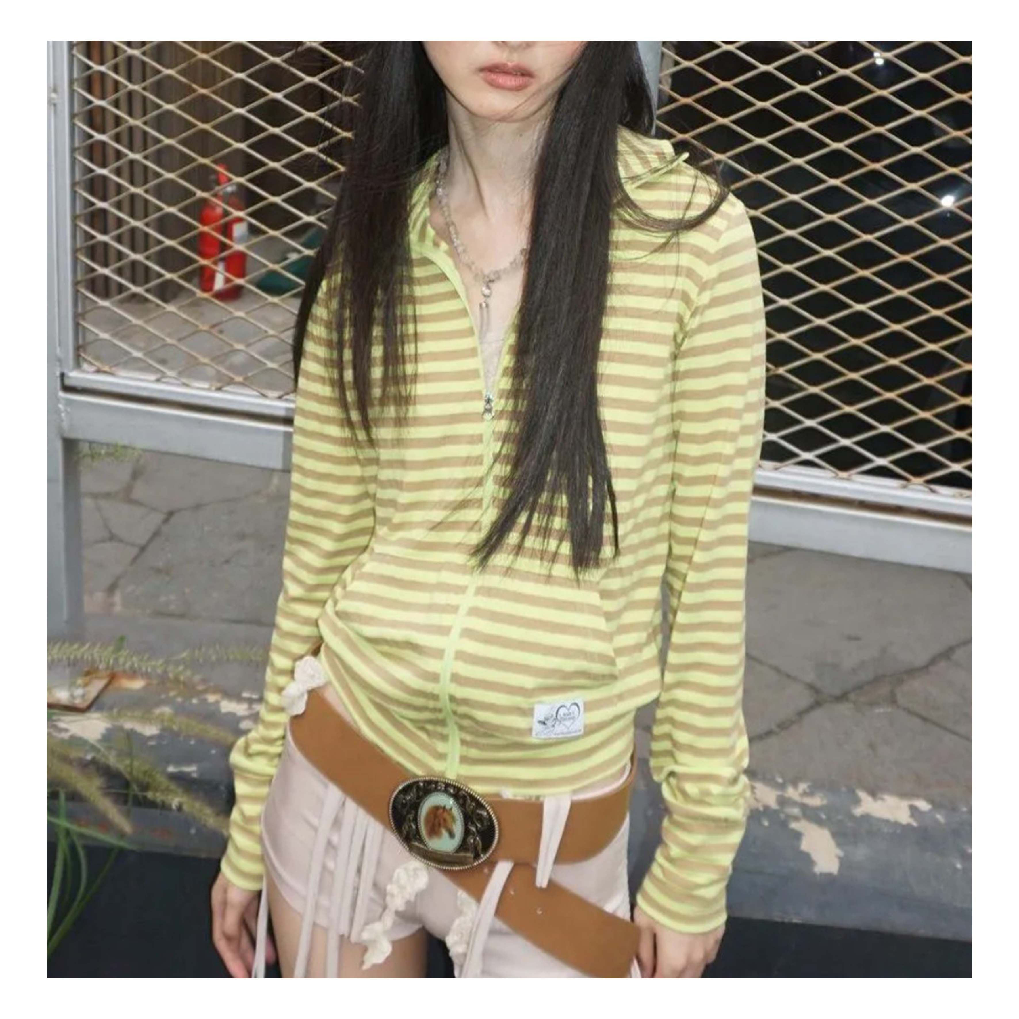 若若韩代正品直邮sculptor条纹开衫针织外套拉链立领百搭潮流打底