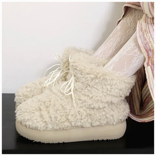 若若韩国正品代购rockfish25冬季女毛绒雪地靴毛毛鞋加绒短筒靴