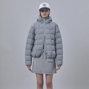 若若韩国正品代购直邮restandrecreation方块连帽羽绒服女短款