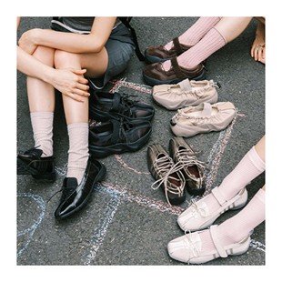 若若韩代正品直邮rockfish复古百搭玛丽珍鞋方头交叉绑带芭蕾鞋