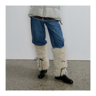 若若韩代正品直邮108pound秋冬毛毛腿套个性保暖堆堆袜套个性显瘦