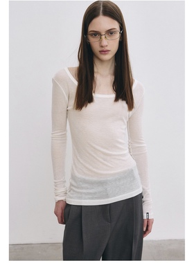 韩代正品直邮nicknicole设计师品牌长袖T恤打底衫ins风微透性感