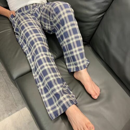 男士长裤睡裤夏薄款绵绸人造棉牛筋裤沙滩外穿家居休闲加肥加大