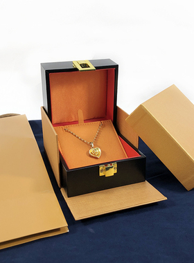 精美无标按扣首饰盒老铺同款戒指项链手镯饰品包装盒高档黑色礼盒