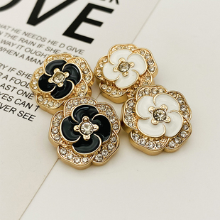 女士小香风花朵毛呢外套大衣扣子精致毛衣开衫 扣 裙子纽扣金属西装