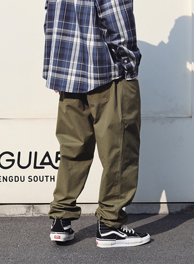 Sigbreak日系Cityboy锥形直筒裤调节扣宽松通勤工装长裤抽绳休闲