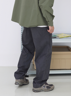 Sigbreak日系复古做旧水洗宽松腰带直筒休闲长裤百搭通勤工装裤男