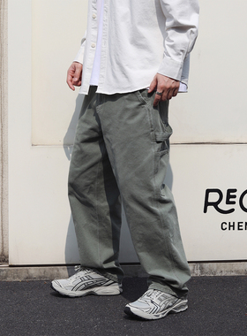 Sigbreak日系Vintage复古水洗做旧伐木工装口袋宽松直筒休闲裤男