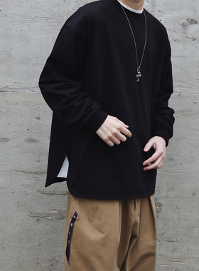 Sigbreak日系cityboy宽松廓形320G太空棉圆弧下摆打底长袖T恤男