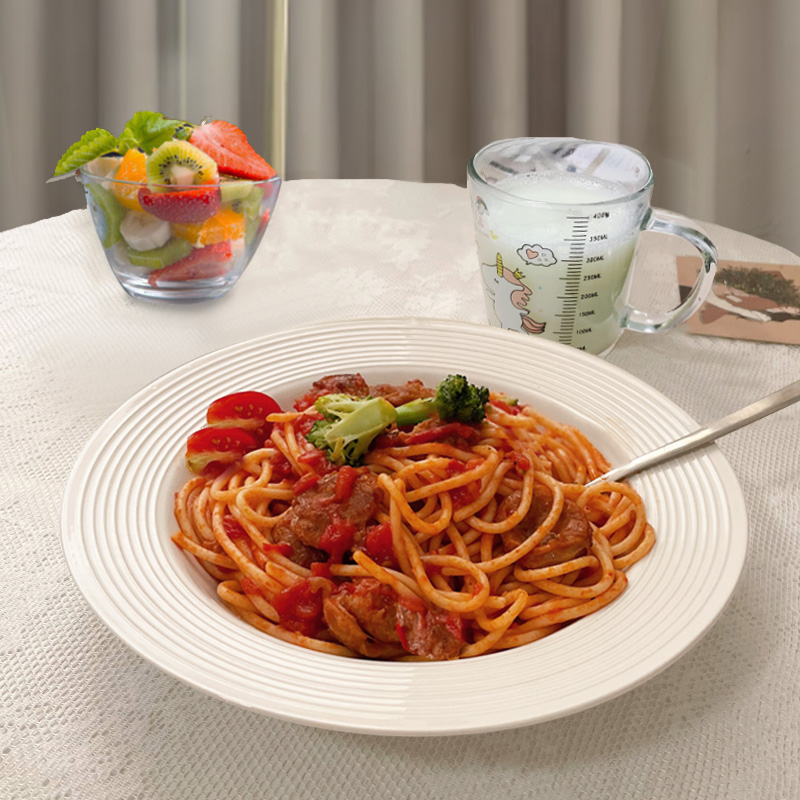 意面盘螺纹牛排碟子深盘意大利面盘草帽高级感餐具西餐餐盘子专用,餐饮具,盘,淘宝优惠券,粉丝福利购,淘宝优惠卷