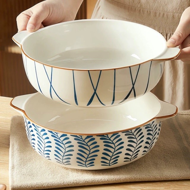 9.5英寸陶瓷双耳汤碗家用2025新款大汤盆拉面碗大号酸菜鱼大盆碗