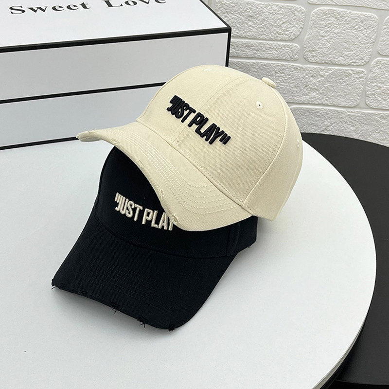 日系硬顶鸭舌帽男女春秋休闲百搭显脸小时尚棒球帽立体字母遮阳帽