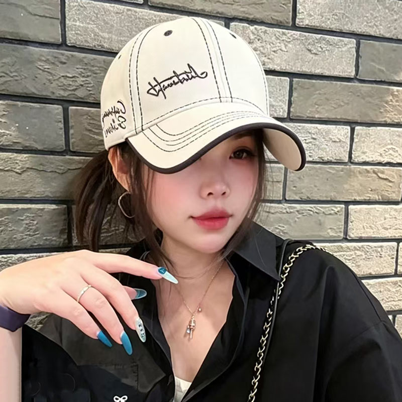 日系刺绣棒球帽女大头围遮脸