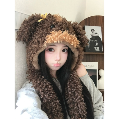 可爱泰迪小狗会动耳朵雷锋帽