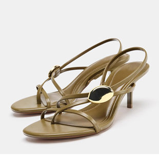 西班牙ZA家女鞋 极简细带金属饰高跟凉鞋女细跟露趾百搭时装凉鞋