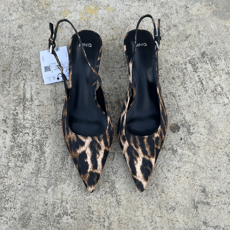 西班牙潮牌高跟尖头后绊带凉鞋女