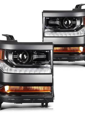 适用于雪佛兰16-18Silverado美规大灯 黑色原车款HID透镜卤素转向