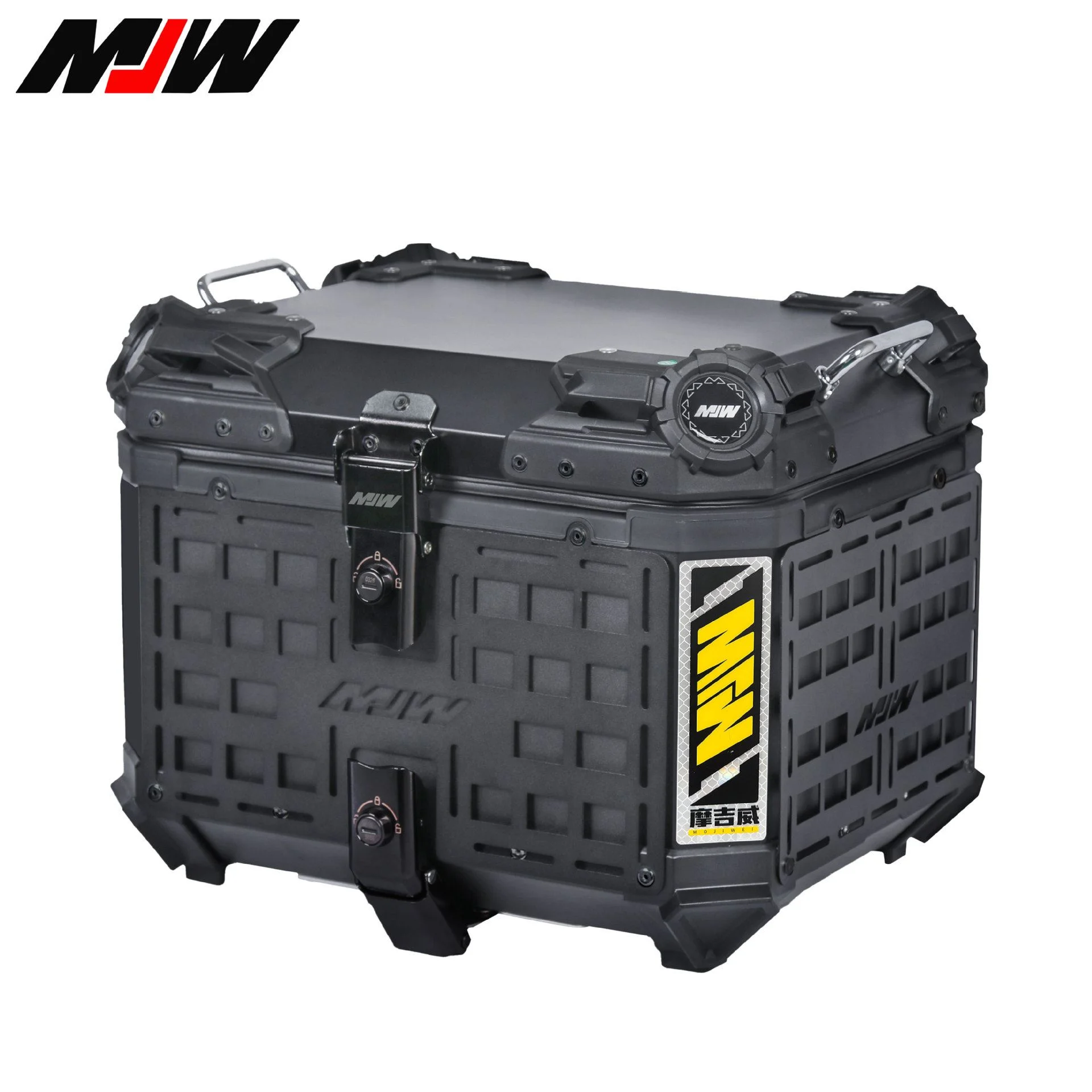 45L摩托车铝合金尾箱便携可快拆手提式带底板电动车黑色后备箱