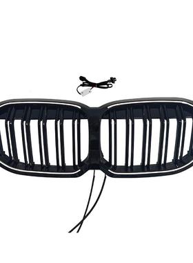 适用2020-2024款宝马1系F40双线发光LED中网原车替换 全黑色