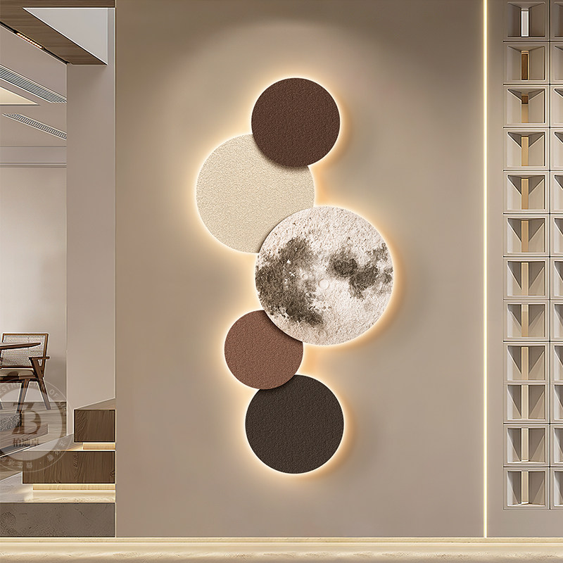 北欧立体月球砂岩肌理画 画玄关入户长条装饰画 画背景壁画 画发