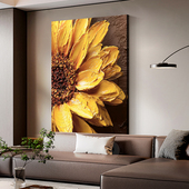 高级感客厅落地装 饰画浮雕立体肌理感沙发背景墙挂画向日葵玄关画