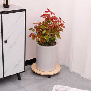 实木花盆托盘可移动底座带万向轮室外客厅绿植专用底盘圆形置物架