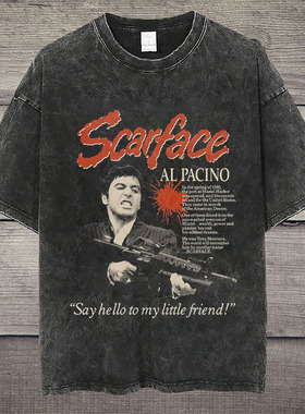 CLFC疤面煞星Scarface Al Pacino教父美式宽松短袖T恤复古直喷VTG