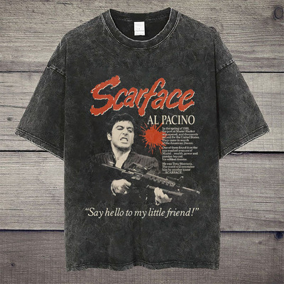 CLFC疤面煞星Scarface Al Pacino教父美式宽松短袖T恤复古直喷VTG