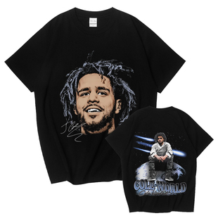 t长袖 复古嘻哈说唱科尔大头双面小领口潮流短袖 vintage美式 JCole