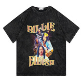 歌手Billie Eilish直喷t恤美式 嘻哈朋克短袖 CLFC vintage潮牌长袖