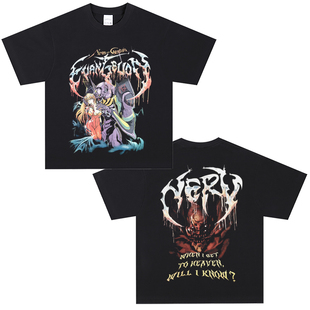 CLFC EVA福音战士明日香Asuka漫画Tshrit双面复古做旧长袖短袖T恤