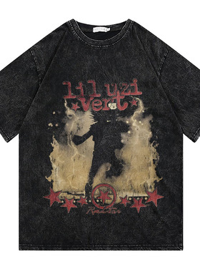 CLFC Lil Uzi Vert小乌兹HIPHOP美式小领口嘻哈水洗复古短袖长袖T