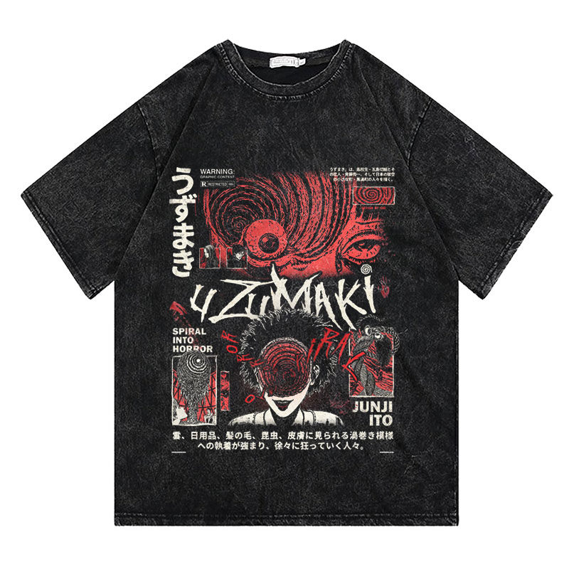 CLFC 伊藤润二动漫周边川上富江二次元复古百搭质感男女长短袖T恤