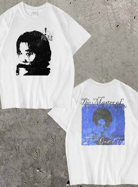 CLFC 陶喆蓝专设计感直喷情侣短袖vintage小领口美式复古摇滚短袖