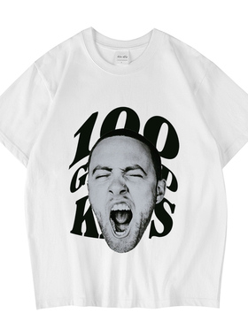 CLFC Mac Miller 100 GRANDKIDS说唱直喷白色T纯棉短袖T恤长袖T恤