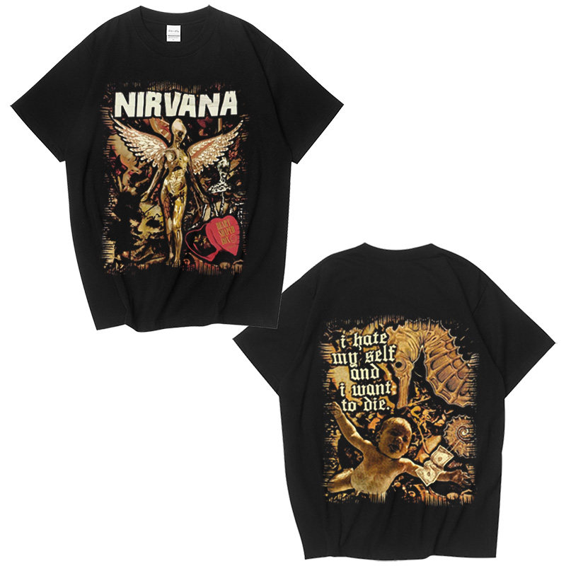 CLFC Nirvana乐队摇滚涅槃高街痞帅vintage直喷做旧水洗复古宽松T