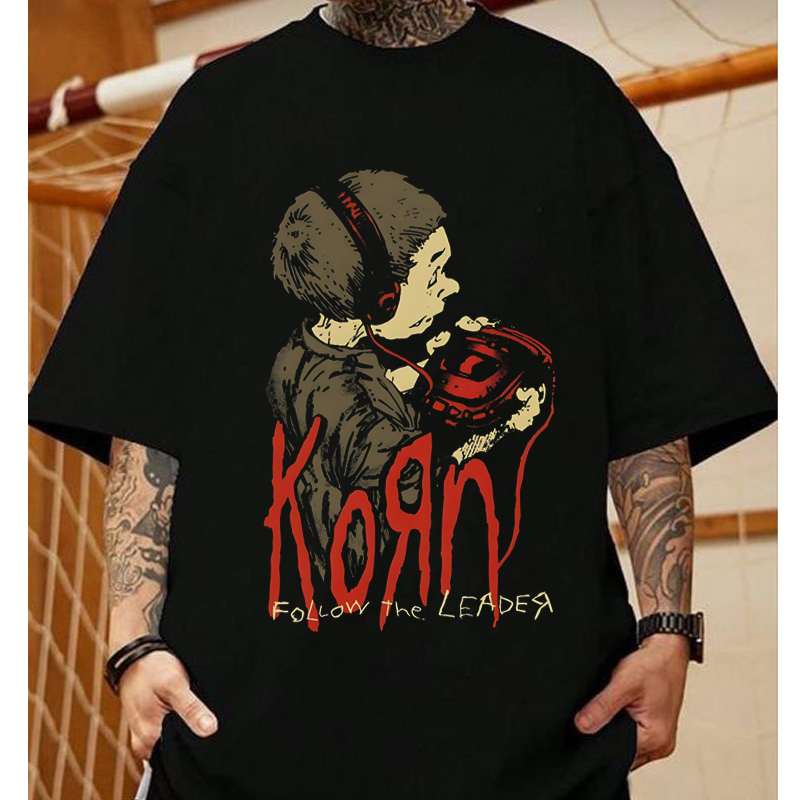 CLFC Korn Follow the Leader Poster科恩做旧水洗复古长短袖T恤