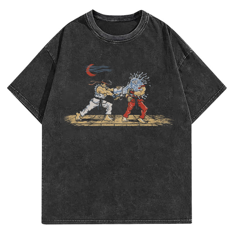 CLFC 80年代街头霸王隆 肯波动拳创意搞笑宽松运动短袖T恤VTG复古