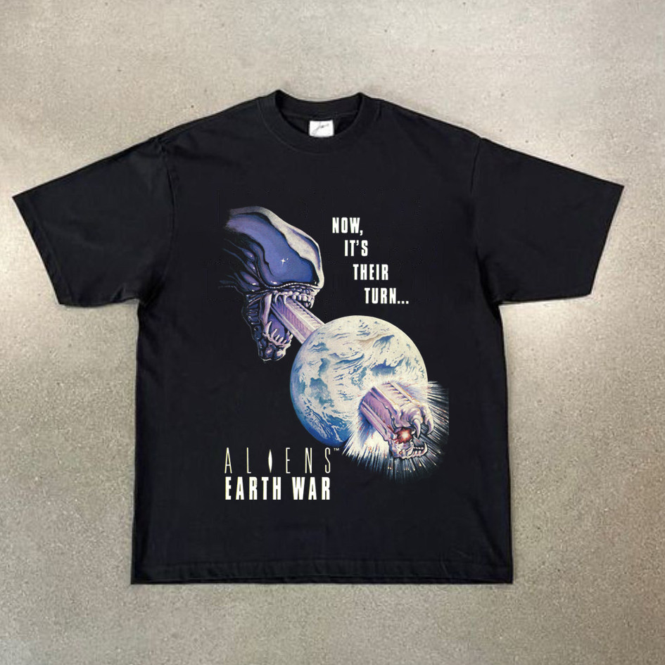 CLFC 美式经典异形Alien科幻电影水洗短袖T-Shirt小领口复古长袖T