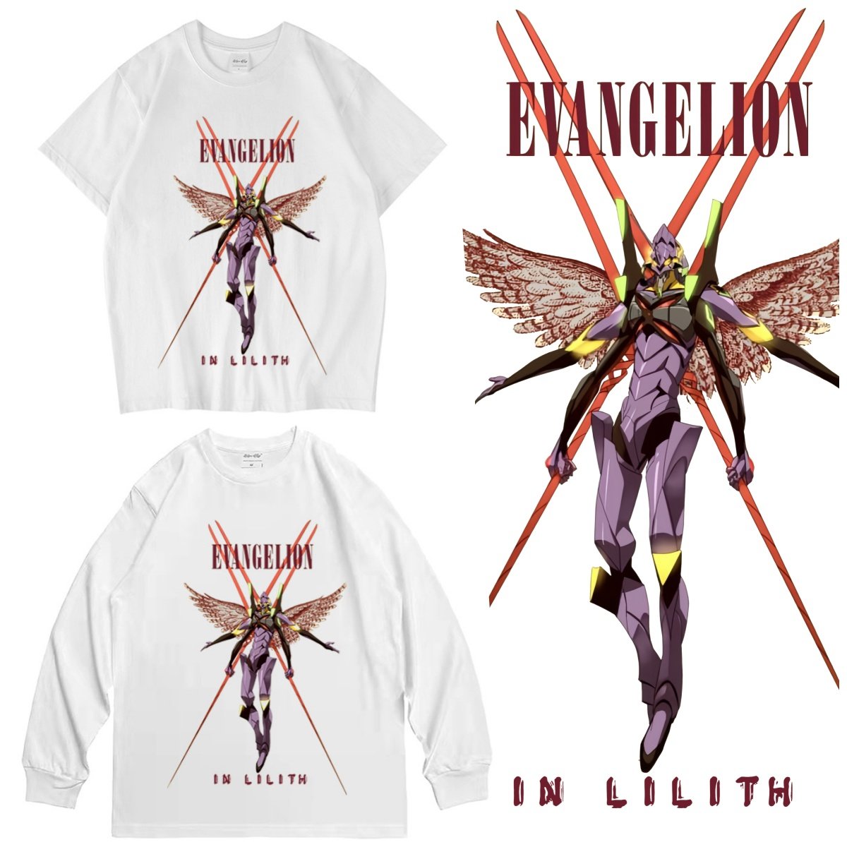 CLFC 动漫EVA福音战士初号亚当创意Nirvana涅盘天使短袖tee长袖T