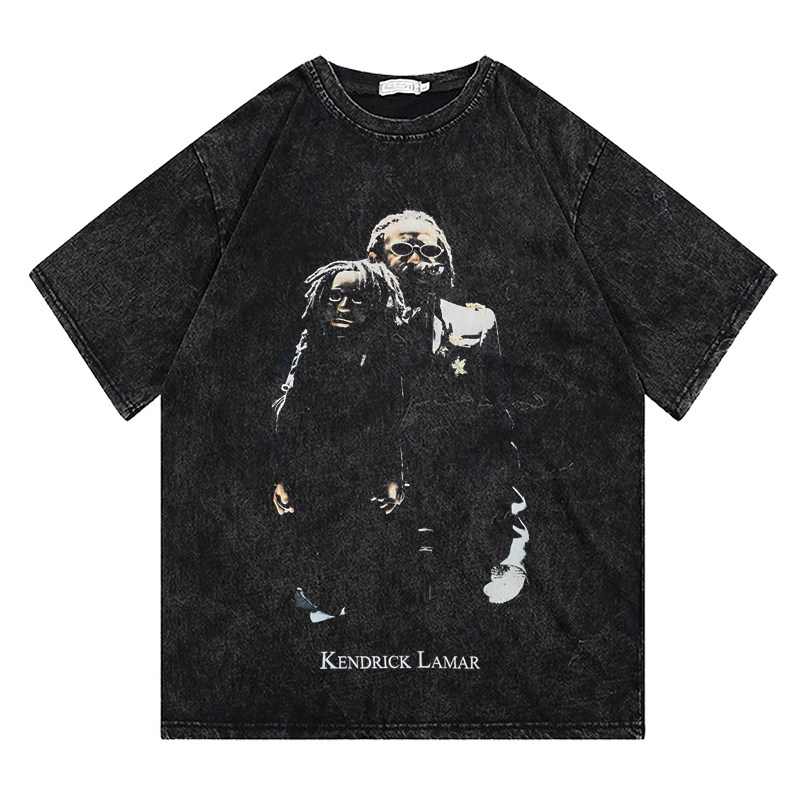 CLFC  Kendrick Lamar肯德里克.拉马尔美式直喷水洗重磅长短袖T恤